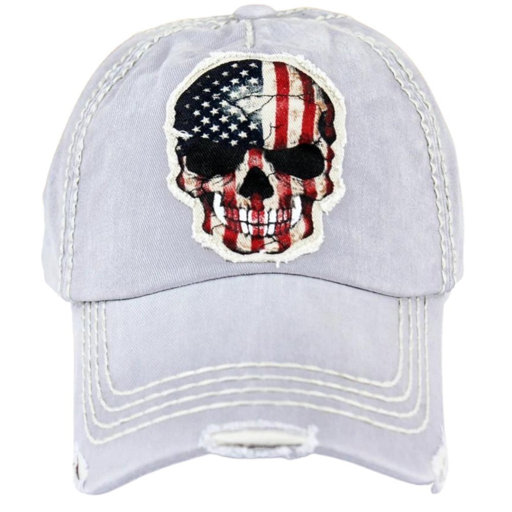 KBETHOS‎ American Flag Punisher Skull Americana Distressed Ball Cap Hat N…